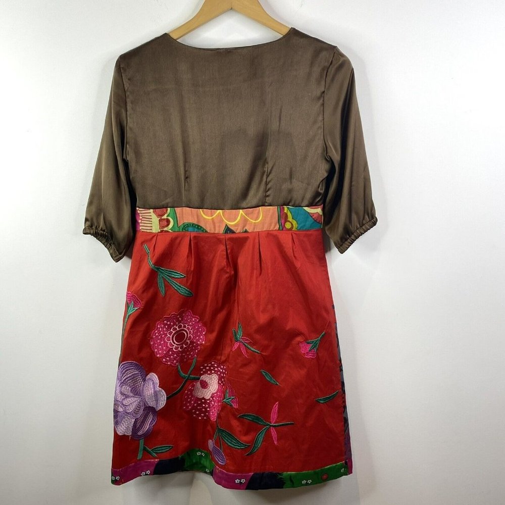 Desigual Galactic Tour Dress Satin Beaded Embroidered Size 38 US Small 6 - Picture 5 of 5